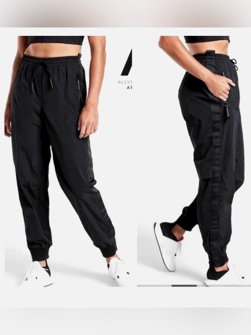 Athleta Allyson Felix Black Drawstring Jogger Pants